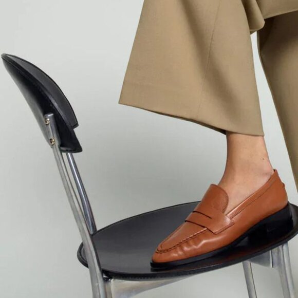 ATP ATELIER Airola Penny LOAFERS Flats 6 Brandy Brown Nappa Leather NEW $590 - Picture 14 of 15